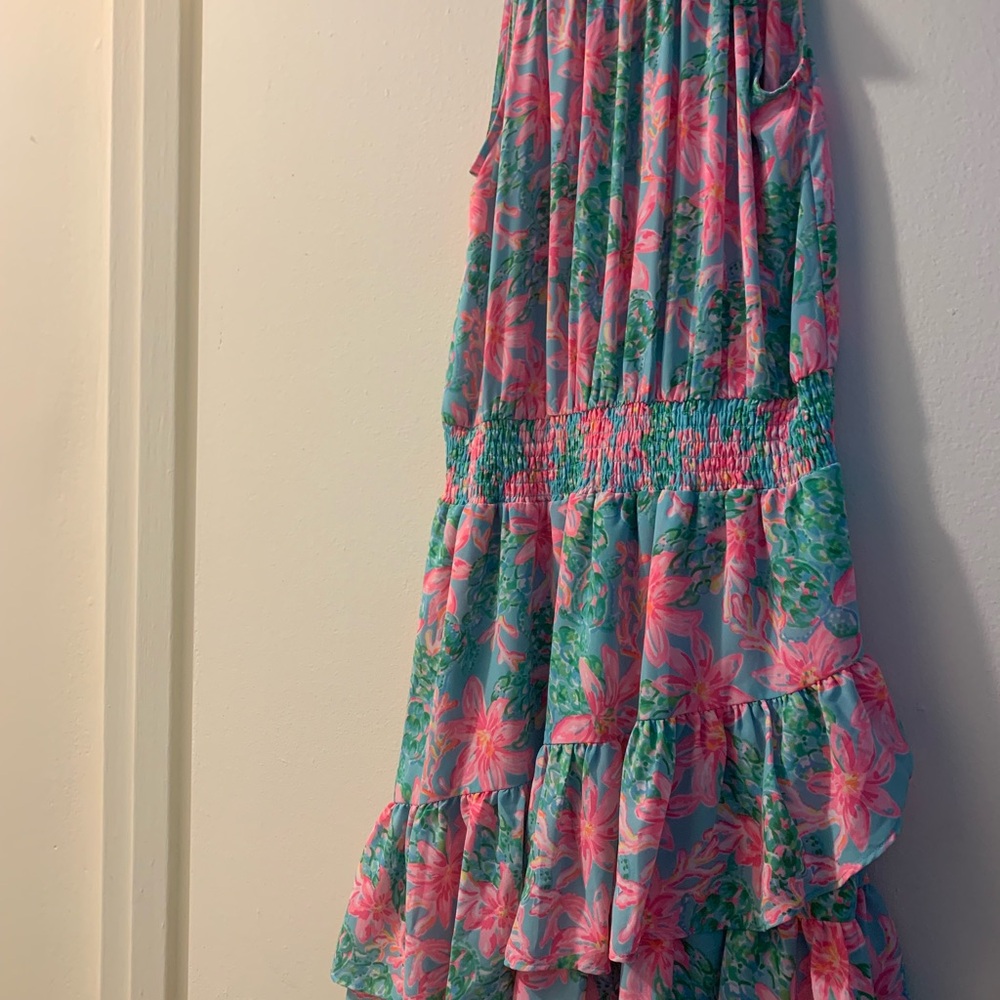 Lilly Pulitzer Pink and Orange Halter Sundress